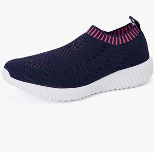 Tiosebon Navy and Pink Slip-On Walking Sports Sneakers